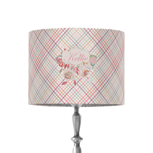 Custom Modern Plaid & Floral 8" Drum Lamp Shade - Fabric (Personalized)