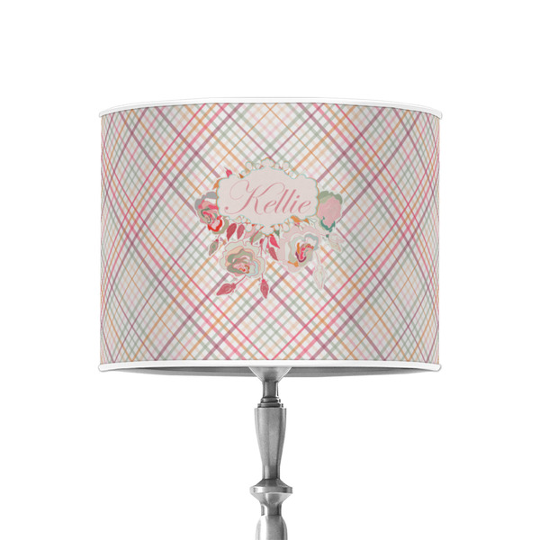 Custom Modern Plaid & Floral 8" Drum Lamp Shade - Poly-film (Personalized)