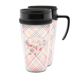 Modern Plaid & Floral Acrylic Travel Mug (Personalized)