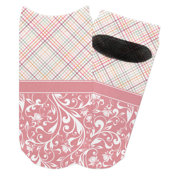 Custom Modern Plaid & Floral Adult Ankle Socks