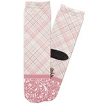 Modern Plaid & Floral Adult Crew Socks (Personalized)