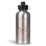 Modern Plaid & Floral Water Bottles - 20 oz - Aluminum (Personalized)