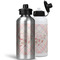 Modern Plaid & Floral Aluminum Water Bottles - MAIN (white &silver)