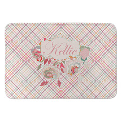 Modern Plaid & Floral Anti-Fatigue Kitchen Mat (Personalized)