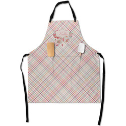 Modern Plaid & Floral Apron With Pockets w/ Name or Text