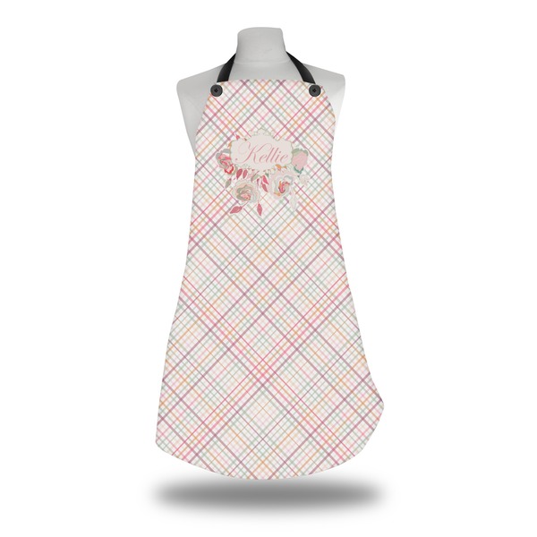 Custom Modern Plaid & Floral Apron w/ Name or Text