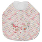 Modern Plaid & Floral Jersey Knit Baby Bib w/ Name or Text