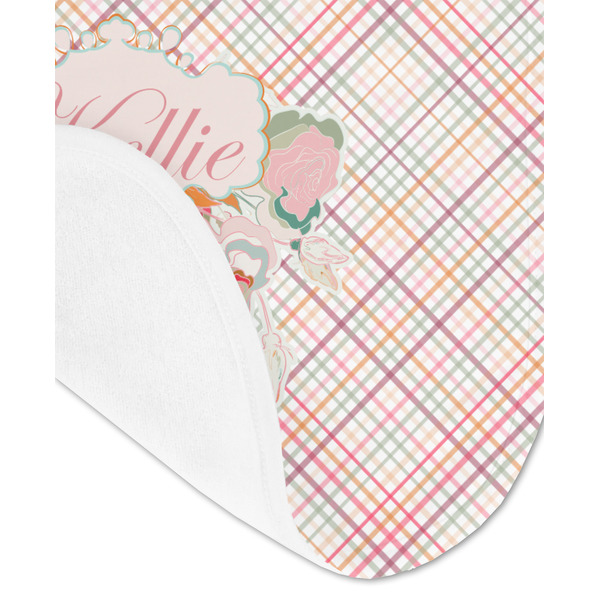 Modern Plaid & Floral Baby Bib - AFT detail
