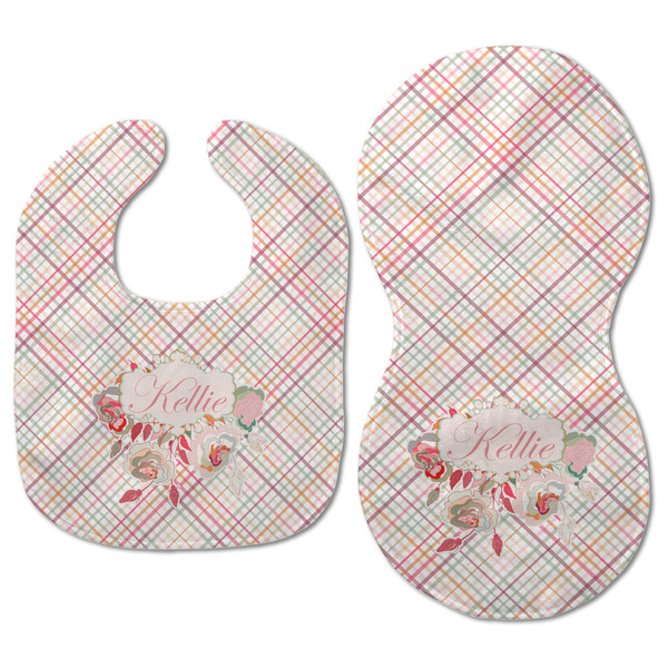 Modern Plaid & Floral Baby Bib & Burp Set - Approval (new bib & burp)
