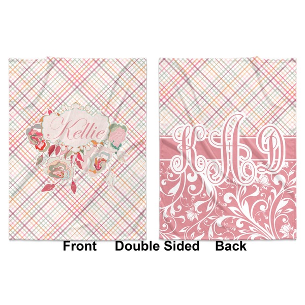 Modern Plaid & Floral Baby Blanket (Double Sided - Printed Front and Back)