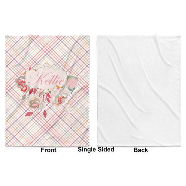 Modern Plaid & Floral Baby Blanket (Single Side - Printed Front, White Back)