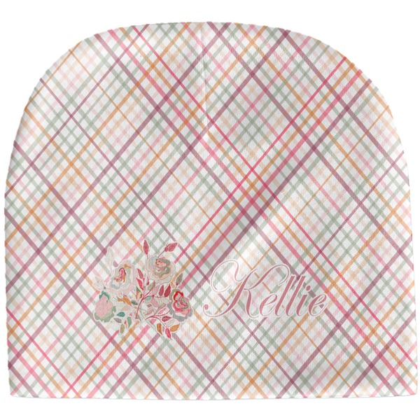 Custom Modern Plaid & Floral Baby Hat (Beanie) (Personalized)