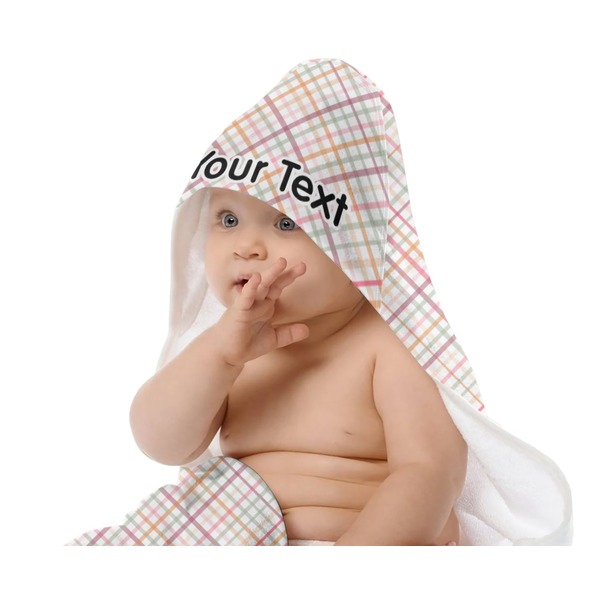 Modern Plaid & Floral Baby Hooded Towel on Child