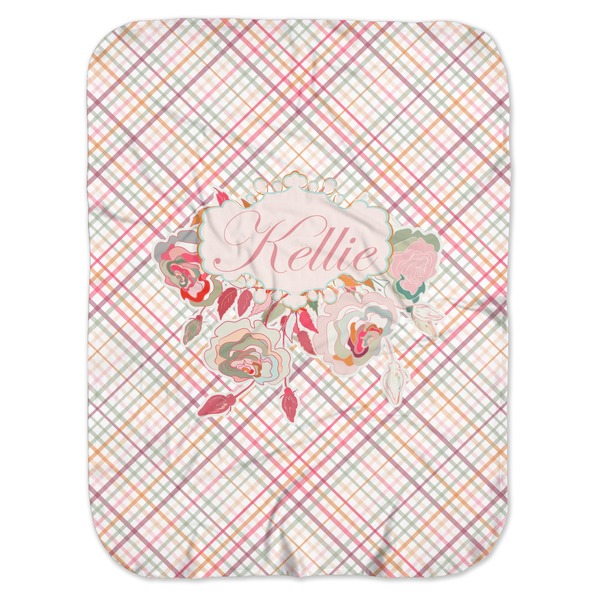 Custom Modern Plaid & Floral Baby Swaddling Blanket (Personalized)