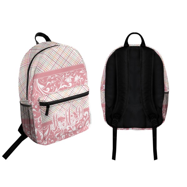 Modern Plaid & Floral Backpack front and back - Apvl