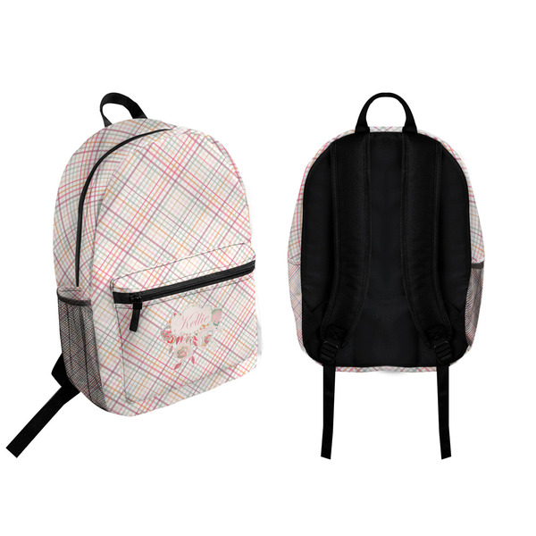 Modern Plaid & Floral Backpack front and back - Apvl