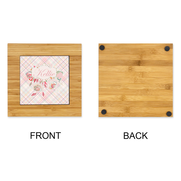 Modern Plaid & Floral Bamboo Trivet with 6" Tile - APPROVAL