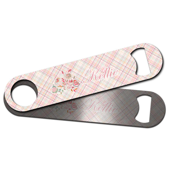 Modern Plaid & Floral Bar Bottle Opener - Main