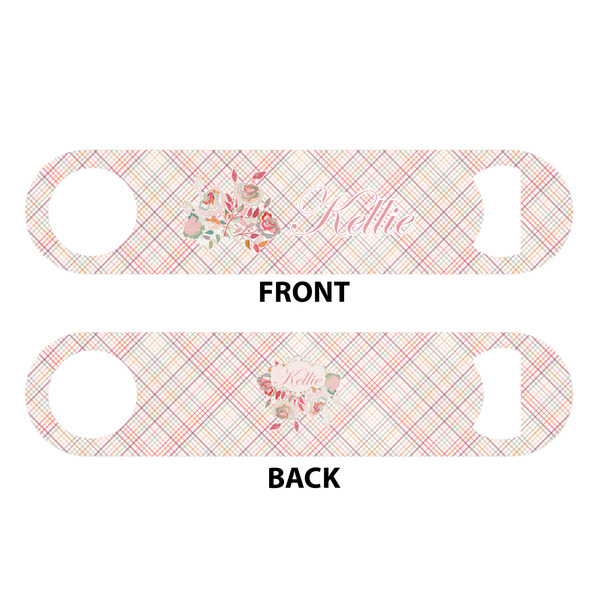 Modern Plaid & Floral Bar Bottle Opener - White - Approval