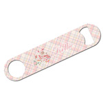 Modern Plaid & Floral Bar Bottle Opener w/ Name or Text