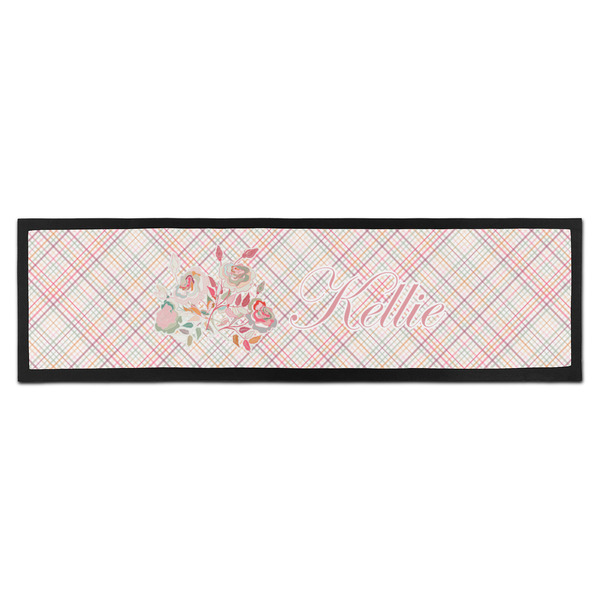 Custom Modern Plaid & Floral Bar Mat (Personalized)