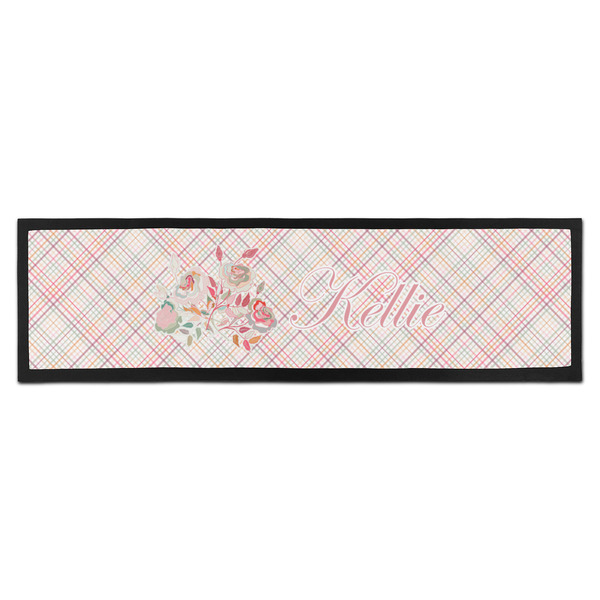 Custom Modern Plaid & Floral Bar Mat - Large (Personalized)