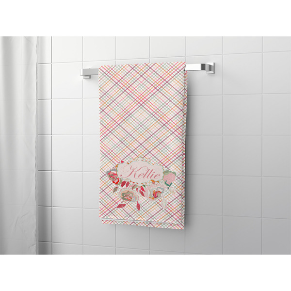 Modern Plaid & Floral Bath Towel - LIFESTYLE