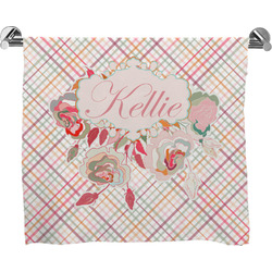 Modern Plaid & Floral Bath Towel (Personalized)