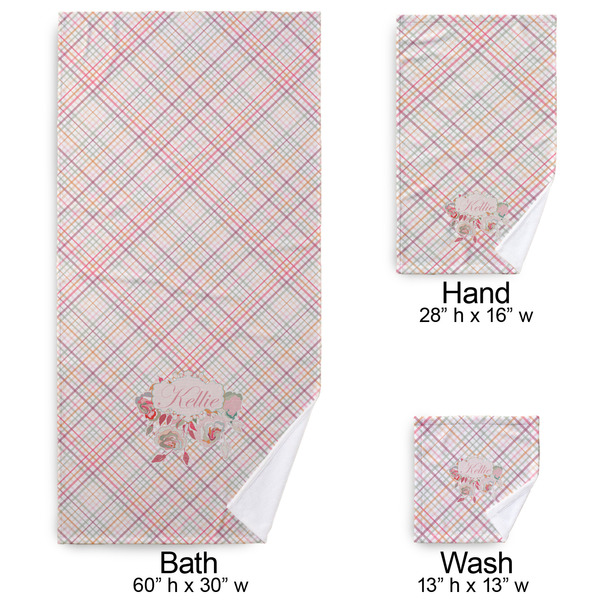 Modern Plaid & Floral Bath Towel Sets - 3-piece - Approval