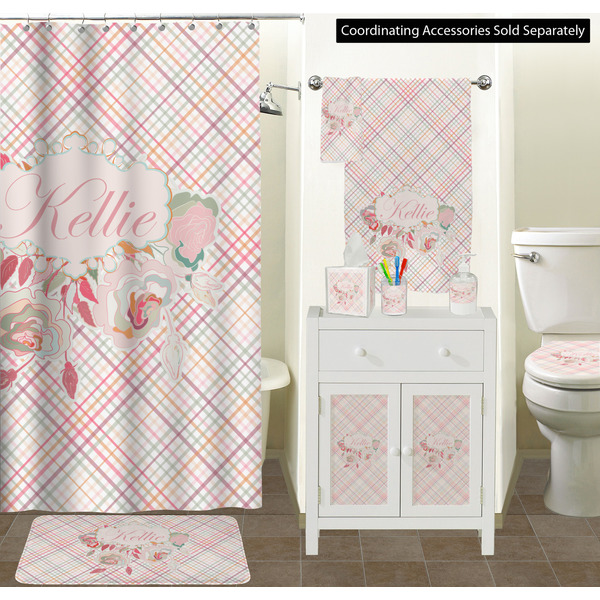 Modern Plaid & Floral Bathroom Scene