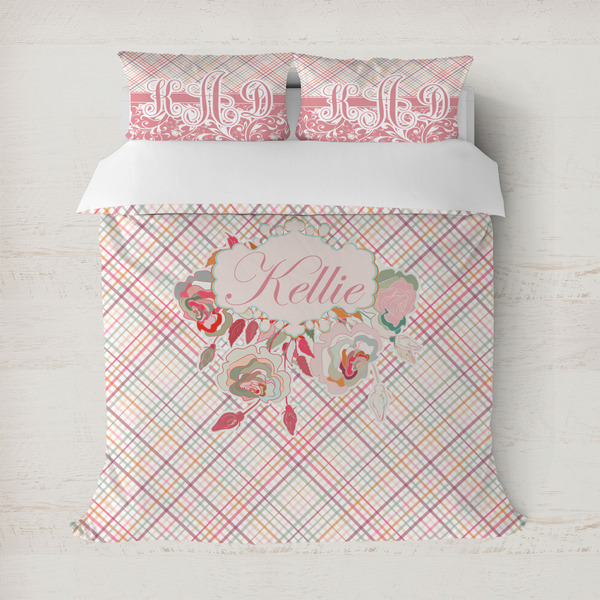 Custom Modern Plaid & Floral Duvet Cover (Personalized)