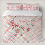 Modern Plaid & Floral Duvet Cover Set - King (Personalized)