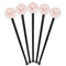 Modern Plaid & Floral Black Plastic 7" Stir Stick - Round - Fan View
