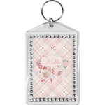 Modern Plaid & Floral Bling Keychain (Personalized)