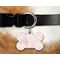 Modern Plaid & Floral Bone Shaped Dog Tag on Collar & Dog