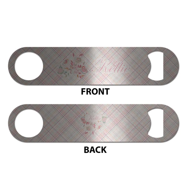 Modern Plaid & Floral Bottle Opener - Front & Back