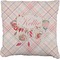 Modern Plaid & Floral Faux-Linen Throw Pillow 20" (Personalized)