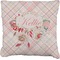 Modern Plaid & Floral Faux-Linen Throw Pillow 26" (Personalized)