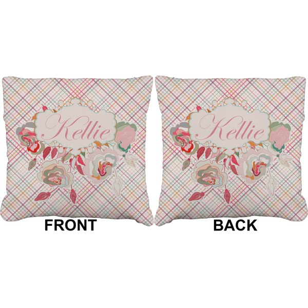 Modern Plaid & Floral Burlap Pillow Approval