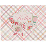 Modern Plaid & Floral Woven Fabric Placemat - Twill w/ Name or Text