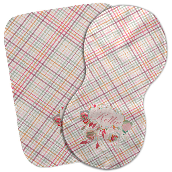 Custom Modern Plaid & Floral Burp Cloth (Personalized)