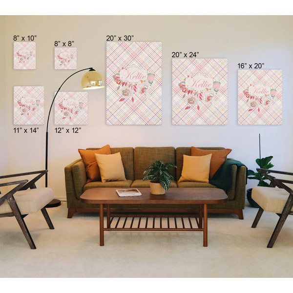 Modern Plaid & Floral Canvas Prints - Multiple Sizes