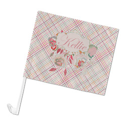 Modern Plaid & Floral Car Flag - Large (Personalized)