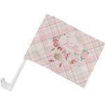 Modern Plaid & Floral Car Flag - Small w/ Name or Text