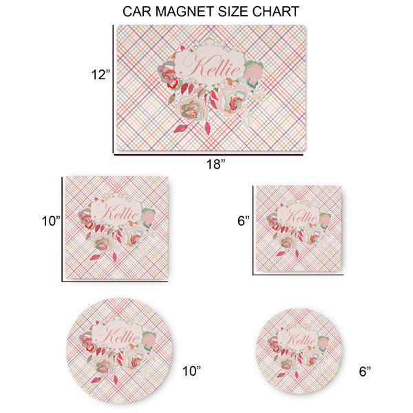 Modern Plaid & Floral Car Magnets - SIZE CHART