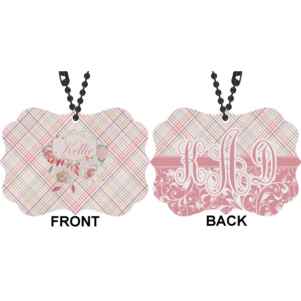 Modern Plaid & Floral Car Ornament (Approval)