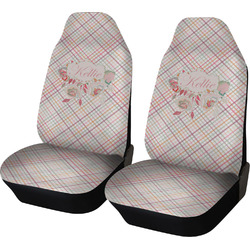 Modern Plaid & Floral Car Seat Covers (Set of Two) (Personalized)