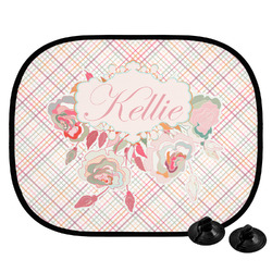 Modern Plaid & Floral Car Side Window Sun Shade (Personalized)