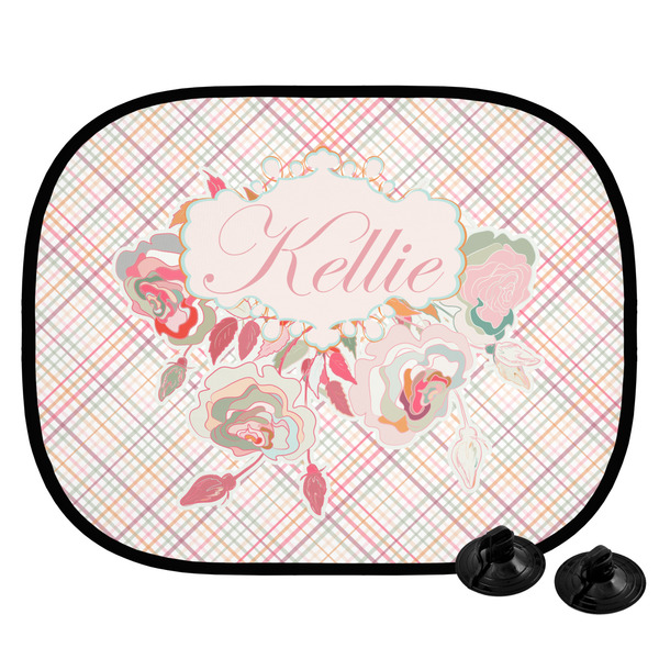 Custom Modern Plaid & Floral Car Side Window Sun Shade (Personalized)
