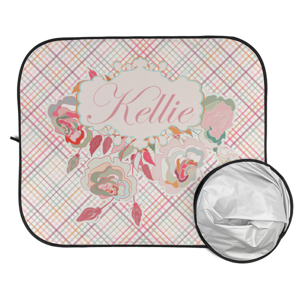 Modern Plaid & Floral Car Sun Shades - FOLDED & UNFOLDED
